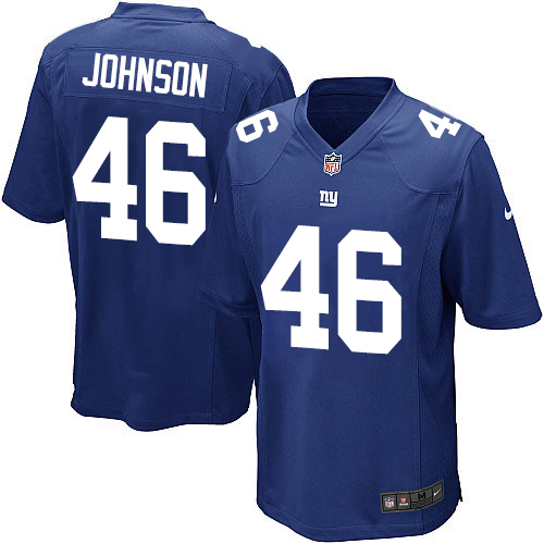 Men's Game Will Johnson Nike Jersey Royal Blue Home - #46 NFL New York Giants